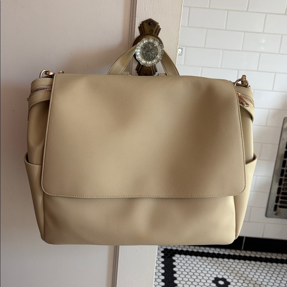 Mina Baie Winnie Midi Diaper Bag Crema w/ Stroller Straps